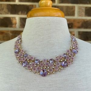 Purple Flower Necklace With Clear and Purple Rhinestones